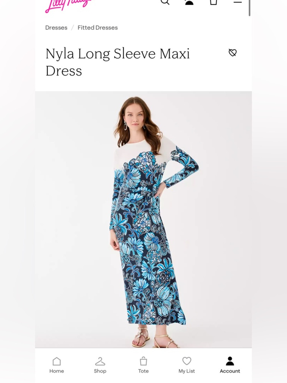 NWT Lilly Pulitzer Nyla Long Sleeve Maxi Dress